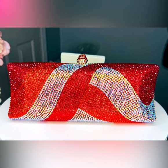 Handbags - Crystals of Reds Silver & Gold Clutch . Stunning